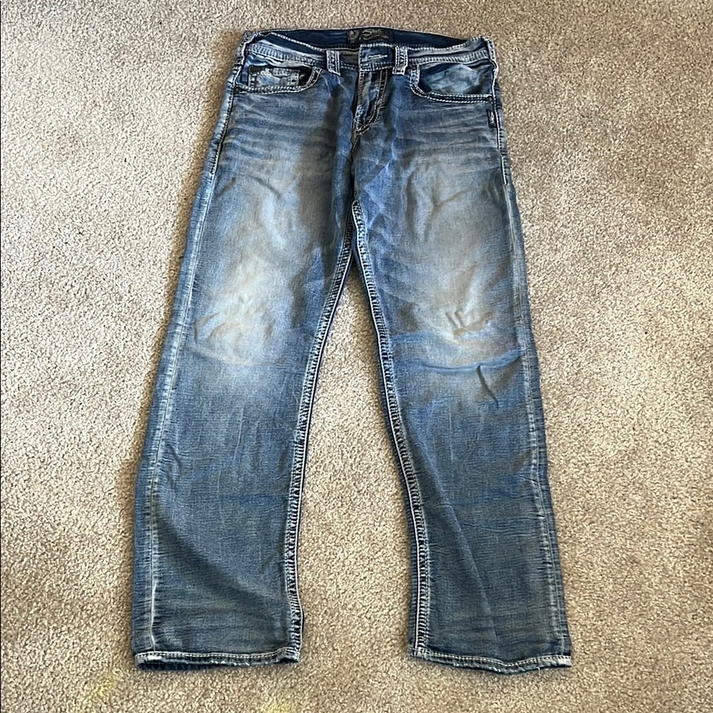 Men's Silver Brand Blue Jeans